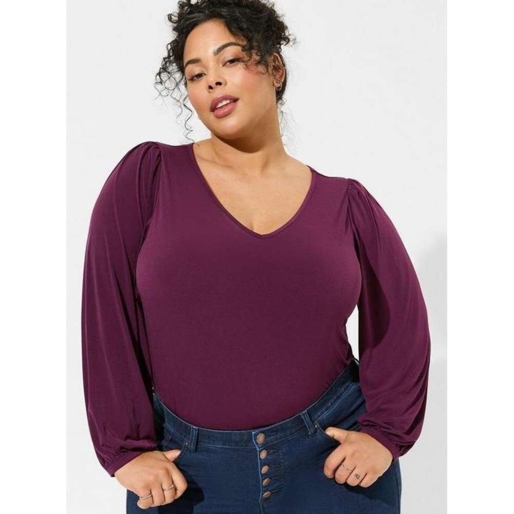 NWT Torrid Studio Knit V-Neck‎ Puff Long Sleeve Top 4X